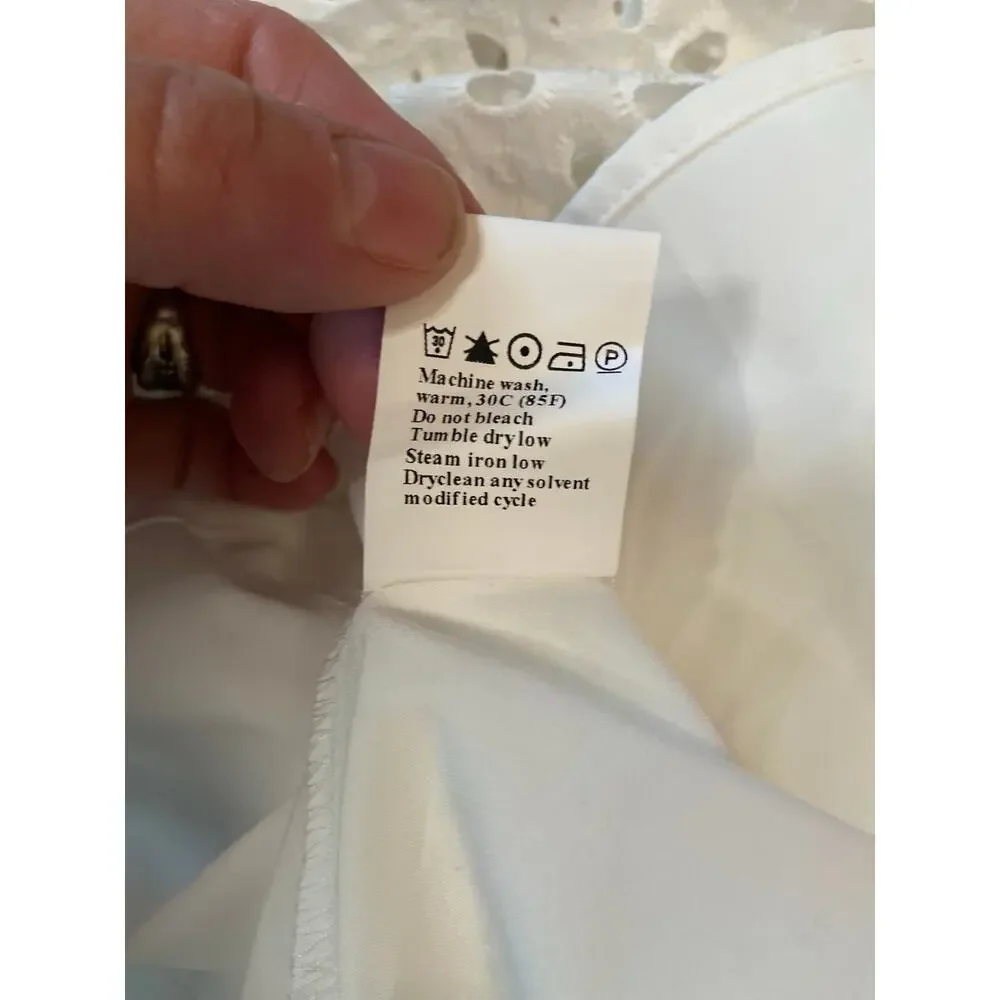 Pretty Garden white eyelet lace fully lined tiered maxi dress W - Picture 5 of 13